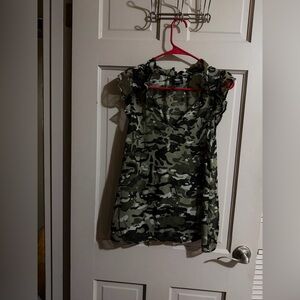 Women’s Bobeau Sheer Camo Camouflage Top Size Small